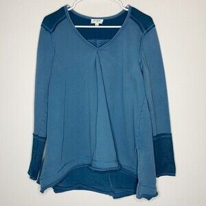 Umgee Teal Long Sleeve Top Size Small Cotton Blend Casual